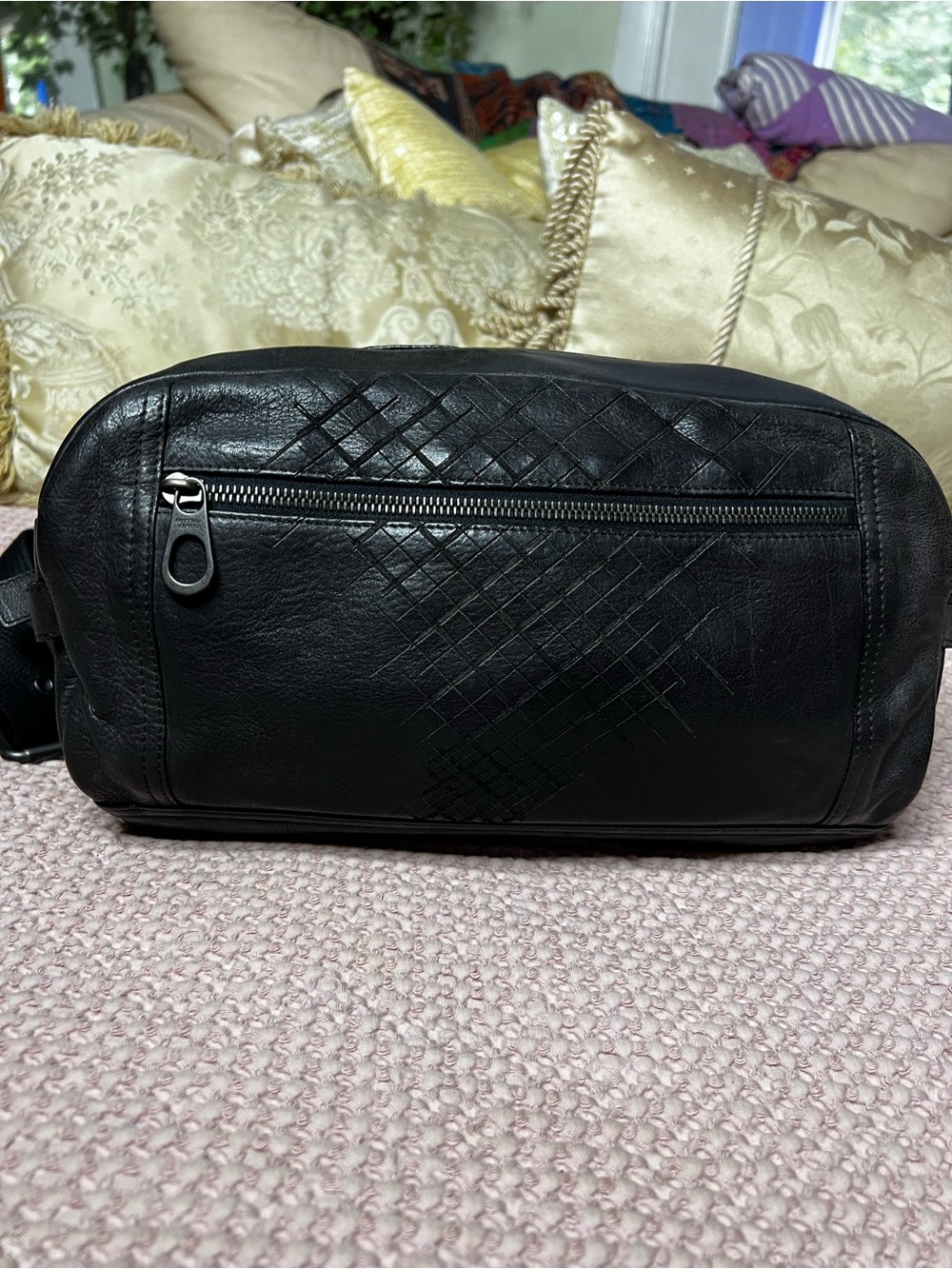 Bottega Veneta Black Leather Intrecciato Belt Bag Waist Bag Men’s Unisex